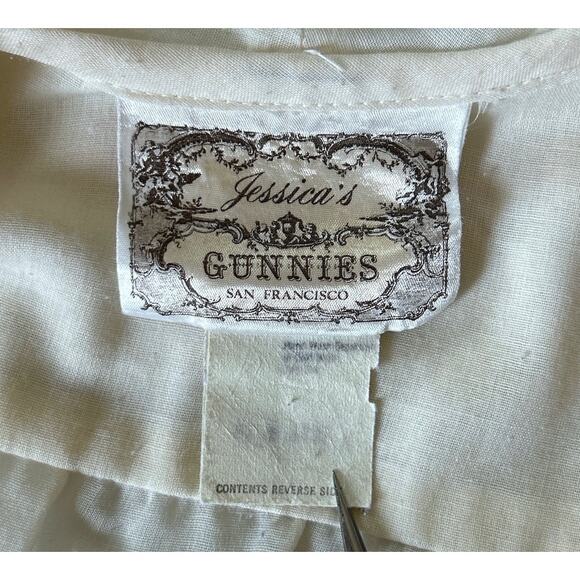 Gunne Sax Vintage Embroidered Cream Cotton Blend Peter‎ Pan Collared Blouse - Picture 8 of 9